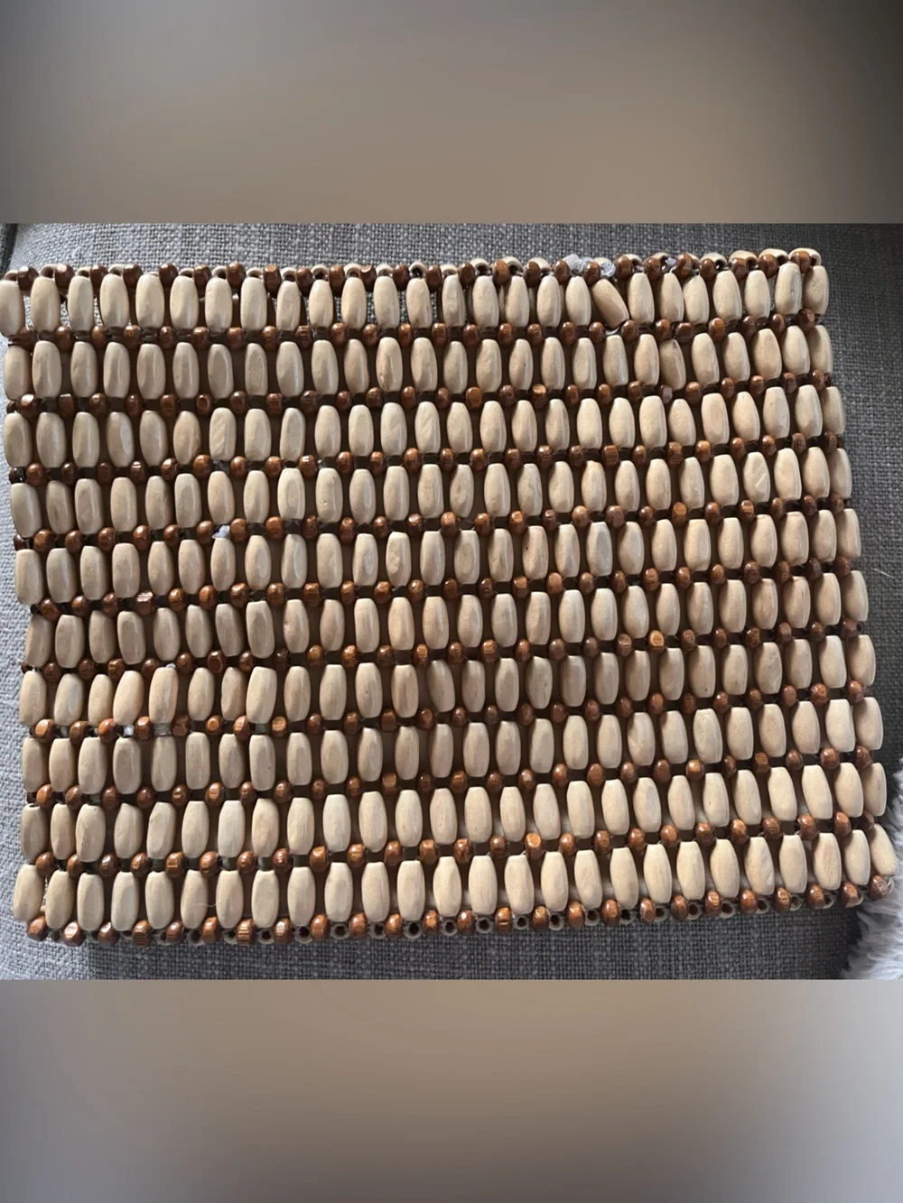 Sigrid Olsen Beaded Wood Bead Clutch in Cream and Brown